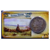 1890O Morgan dollar on Cattle Drives Info card