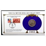 1883 Morgan Silver Dollar with info card