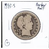 1893S barber half dollar