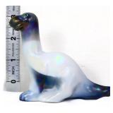 Fenton 3in iridescent black/white slag dinosaur