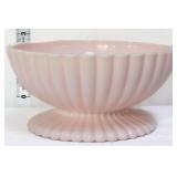 Jeanette pink milk glass ribbed pedestal bowl