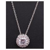 Round white sapphire necklace, lab created