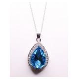 PEAR CUT BLUE TOPAZ NECKLACE, LAB GROWN