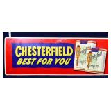 Vntg metal 34x12in Chesterfield Cigarette sign