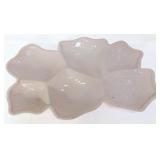 Jeanette pink milk glass 16in feather tray