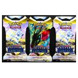 3 sealed Pokemon Silver Tempest booster packs
