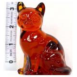 Fenton 3in amber sitting cat figure
