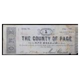 1861 Page County, Luray VA $1 note