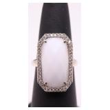 White gemstone dinner ring, lab created