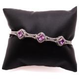 Pink sapphire bangle bracelet, lab created