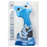 Fenton 6in FAGCA blue barn scene happy cat figure