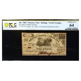 Graded 64 1862 State of NC 10 cent treasury note