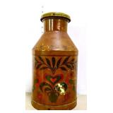 Vintage toile painted cream can