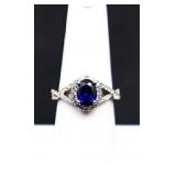 Sterling oval cut sapphire ring, lab grown