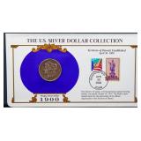 1900 Morgan Silver Dollar with info card