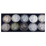 Lot of 10 barber half dollars