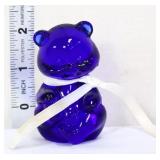 Fenton miniature cobalt sitting teddy bear figure