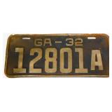 1932 Georgia license plate