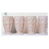 Lot of 4 pink milk glass thumbprint glasses