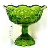 Vintage green moon & stars open compote