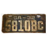 1932 Georgia license plate