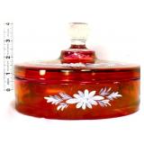 Cranberry flash divided lidded dish