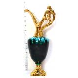 Vntg 14in green/gold tone ewer