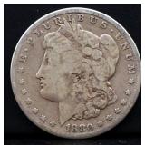 1880S Morgan silver dollar