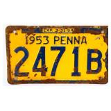 1953 Pennsylvania license plate