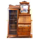 Vintage oak bookcase secretary