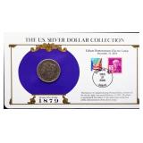 1879 Morgan Silver Dollar with info card