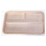 Vtg Jeanette 12.5x7.5 pink milk glass divided tray