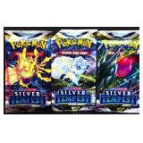 3 sealed Pokemon Silver Tempest foil card packs