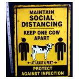 Metal Keep One Cow Apart sign
