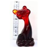 Fenton 3in FAGCA amberina happy cat figure