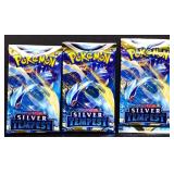 3 sealed Pokemon Silver Tempest foil card packs