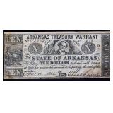 1862 Arkansas $10 Treasury Warrant