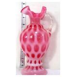 Fenton cranberry opalescent coin dot 7in pitcher