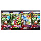 4 sealed Pokemon Scarlet & Violet foil card packs