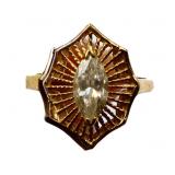 14k gold marquis cut white sapphire ring lab grown