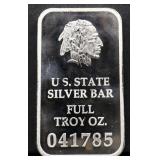 1 troy ounce PA state silver bar