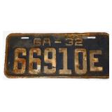 1932 Georgia license plate