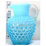 Fenton light blue opalescent hobnail pitcher