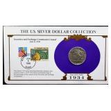 1934 Peace Dollar with info card