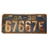1932 Georgia license plate