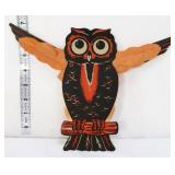 Vntg cardstock/crepe jointed Halloween owl