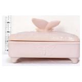 Jeanette pink milk glass butterfly cigarette box