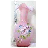 Fenton signed pink hydrangeas overlay vase