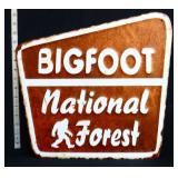 Metal Bigfoot National Forest sign
