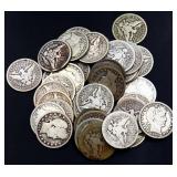 Lot of 40 barber quarters